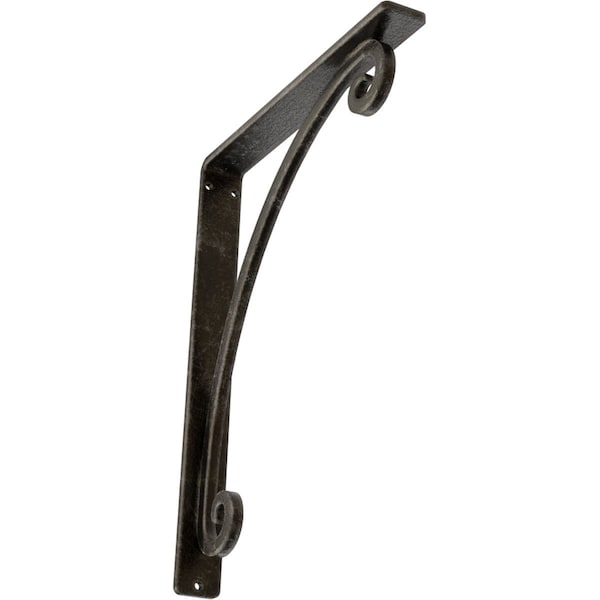 Ekena Millwork Legacy Wrought Iron Bracket, (Single center brace), Antiqued Warm Silver 1 1/2"W x 10"D x 12"H BKTM01X10X12SLEAWS - main